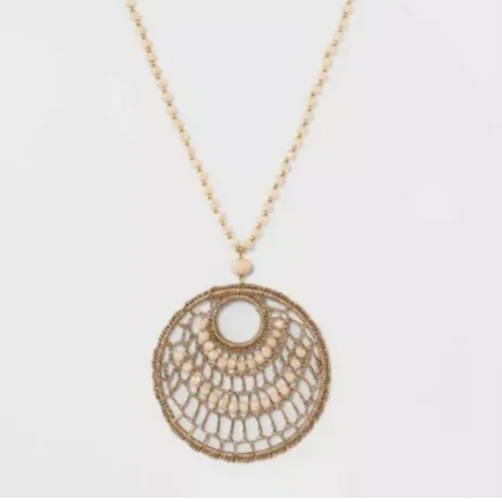 A New Day™ Women's Wrapped With Beaded Detail Pendant Gold Toned Necklace. - Picture 4 of 5